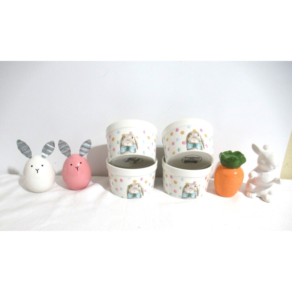 CIROA Bakehouse Easter Bunny Ramekins Eggs‎ & Bunny Carrot Salt & Pepper Shakers